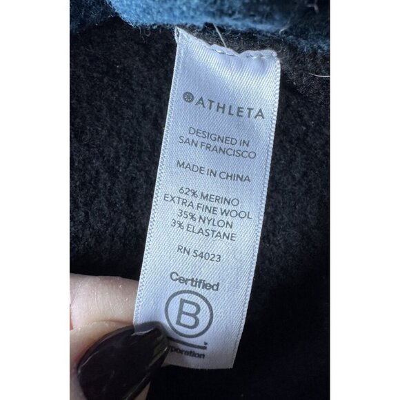 Athleta Woman’s Sz M Transit Colorblock Turtleneck Blue Black Merino Wool Blend - Picture 7 of 10